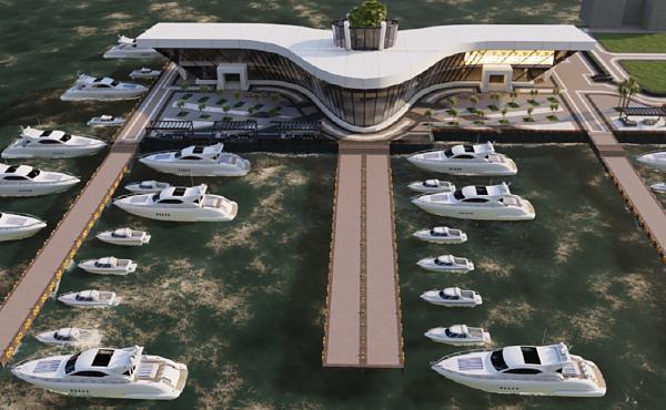 CGI of the proposed Green Marina Club at Ismailia.