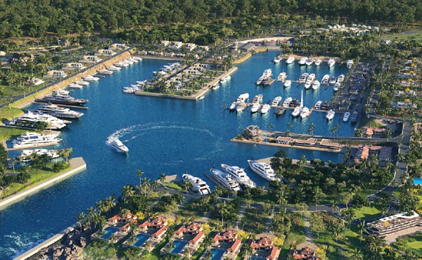 CGI of the superyacht-focused Porto Habacoa marina.