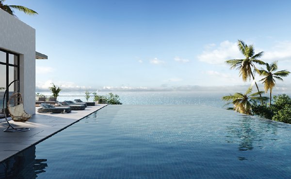 CGI of the Porto Habacoa marina. View from a canalside home with its stunning infinity pool.
