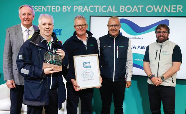 Team members from Boatfolk marina Royal Quays hold trophies awarded for UK Coastal Marina of the Year (over 250 berths).
